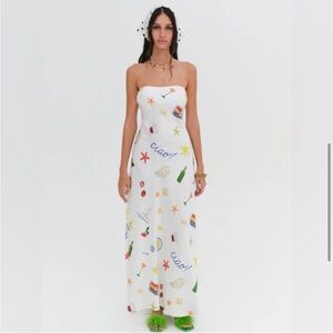 New For love & lemons Carla Italian summer strapless maxi dress